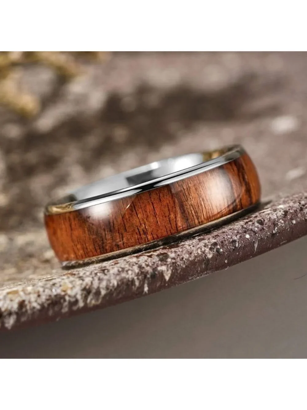 Stylish Titanium Wooden Wedding Band for Men & Women - 4-8mm Comfort Fit Ring